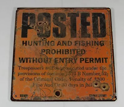 Retro Metal Sign - No Hunting And Fishing 7  X 7  • $16.99