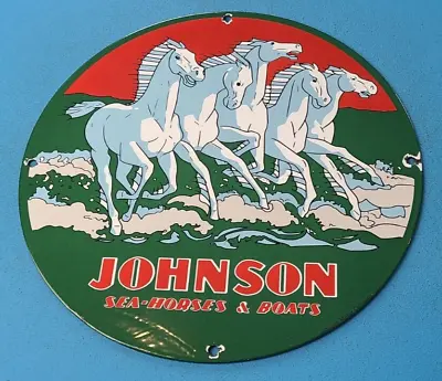 Vintage Johnson Seahorse Porcelain Outboard Motors Gasoline Motor Boats Sign • $145.47