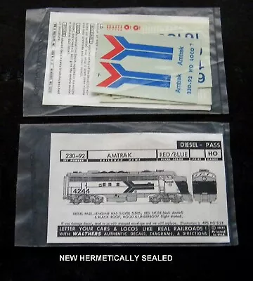 WALTHERS HO 1:87 Scale Decals AMTRAK Diesel F7 # 230-92 Hermetically Sealed • $12.50