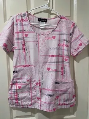 Baby Phat Pink Scrub Top With Front Pockets And Elastic Back Detail Size Small • $13