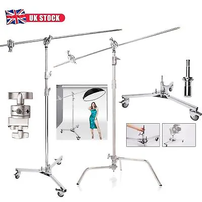 Studio C-Stand Boom Arm Century Stand Heavy Duty Dolly Turtle Base Wheels Photo • £21.99