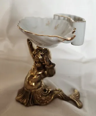 RARE Vintage/Antique China & Brass Double Tailed Mermaid Soap/Trinket Dish 5   • $35