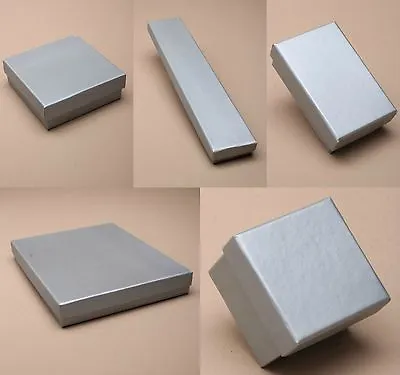 Pack Of 12 Silver Card Gift Jewellery Boxes Black Insert Wholesale Bulk • £10.99