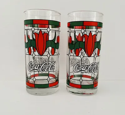 Rare Coca Cola Company Stained Glass Collector Drinking Glasses Vintage Coke • $10