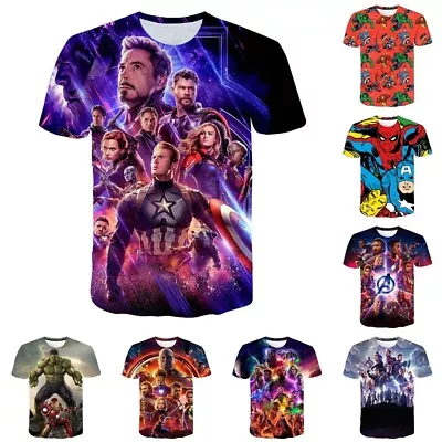 Unisex 3D Marvel Avengers Superhero Casual Short Sleeve T-Shirt Tee Top Gifts UK • £10.78