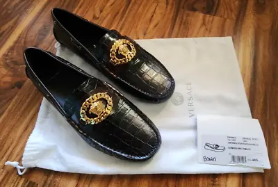 Versace *new* Mock Croc Medusa Chain Loafers Brown Size 13 - No Box • $689.95
