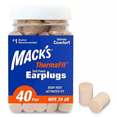 Mack’s ThermaFit Soft Foam Earplugs 40 Pair - Comfortable Ear Plugs For Sleep... • $19.04