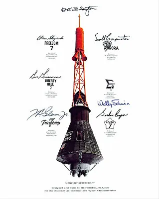 MERCURY 7 CAPSULE RENDER WITH AUTOGRAPHS NASA 8x10 SILVER HALIDE PHOTO PRINT • $14.99