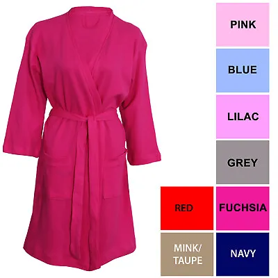 Ladies Dressing Gown Soft Jersey Waffle 100% Cotton SPA Bath Robe Pockets Womens • £18