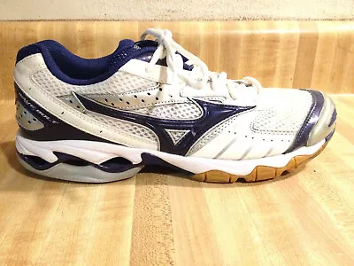 Mizuno Womens 9M Wave Bolt 2 White Blue Mesh Volleyball Tennis Baseball Sneakers • $15.99