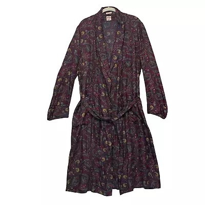 Brooks Brothers Paisley 100% Pure Silk Robe Vintage Men's Sz L Made In USA 80s • $399.99