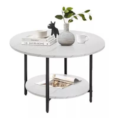 Round Coffee Tables Accent Table Sofa Table Tea Table With Storage 2-Tier Fo... • $98.22