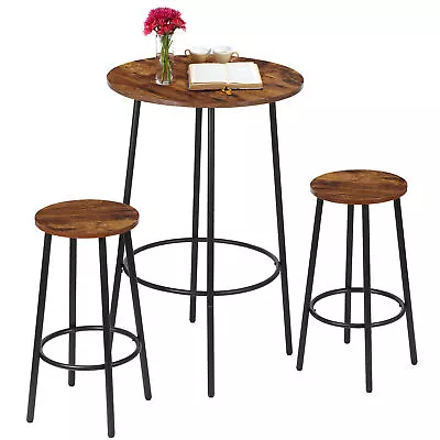 Bar Table And Chairs Set 3 Piece Pub Table With Stools Wooden Top For Kitchen  • $51.58