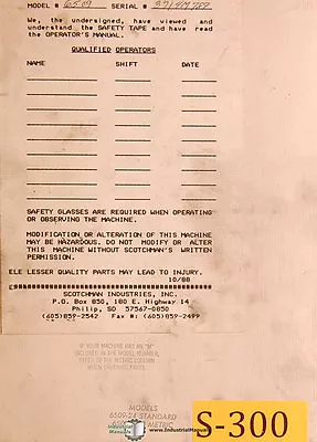 Scotchman 6509-24 & 24M Standard & Metric Ironworker Operation & Parts Manual • $65