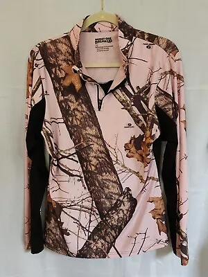 Mossy Oak Womens Break Up Infinity 1/4 Zip Pink Camo Pullover Long Sleeve Size L • $13.25