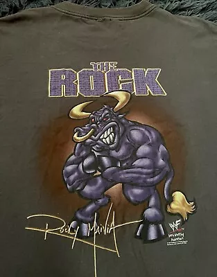 Vintage 1998 WWF The Rock Rocky Maivia Bull Shirt Size 33x25 Oversized! RARE • $65