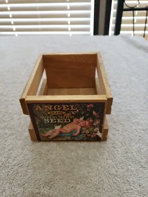 Small Wooden Storage Crate Angel Wild Bird Seed 5  Long 4  Wide 3  Tall  • $10.80