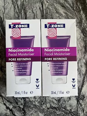 2x 30ml T-Zone Niacinamide Facial Moisturiser Pore Refining Gel NEW • £3.50