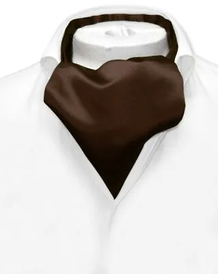 Vesuvio Napoli ASCOT Solid CHOCOLATE BROWN Color Cravat Mens Neck Tie • $14.95