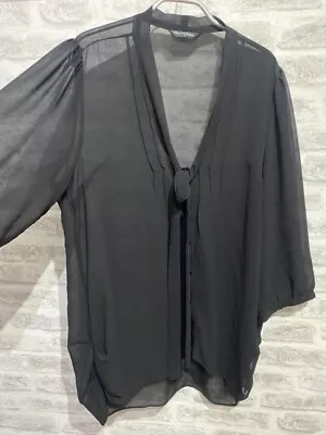 MISS SELFRIDGE Sheer Blouse Black  Size 16 Chest 44  Length 27  PB76 • £9.99