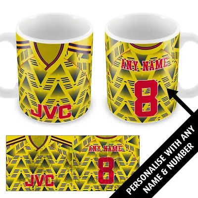 £8.99 • Buy Arsenal 1991 Retro Away Shirt Kit Personalised Mug Cup Add Any Name & Number