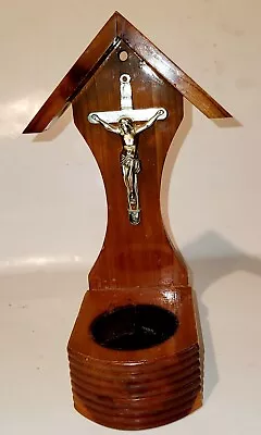 Crucifix Wood Candle Votive Holder Souvenir Of Mississippi Gulf Coast • $4.50