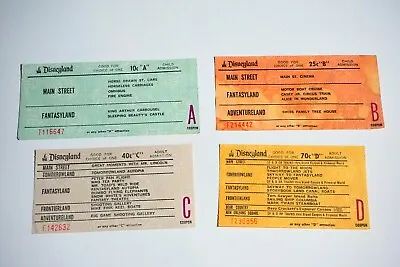 Vintage Lot Of 4 Disneyland Walt Disney Rare Tickets • $59.99