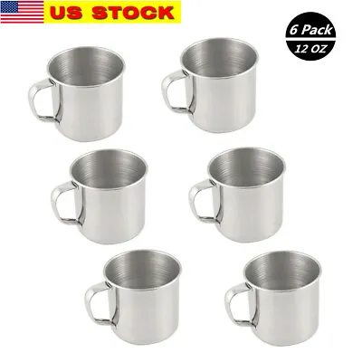 6 Pack Stainless Steel Coffee Soup Mug Tumbler Camping Mug Cup 12oz  • $15.99