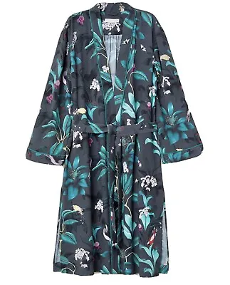 H&M Trend Anna Glover Floral Tropical Crepe Belt Dress Robe Kimono Size XS New • $89.99