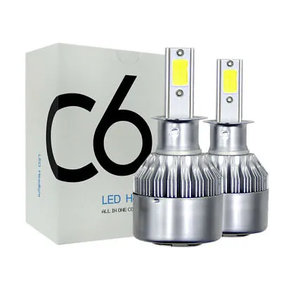 1 Pair Auto Car Cob H3 C6 12000lm 72w Led Headlight Kit Light Bulbs 6000k Lamps • $13.99