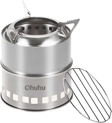  Portable Camping Stove - Stainless Steel Mini Wood Stove For Adventure Enthusia • $20.24