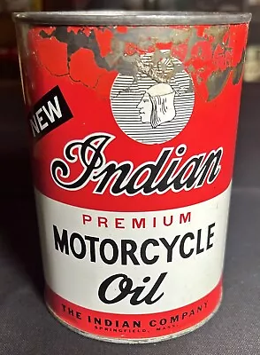 Vintage Original  Premium Indian Motorcycle One Quart Oil Can! • $107.75