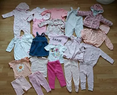 Baby Girls 9-12 Months Clothes Bundle Set / Dress / Jumper / T-shirt / Outfits • £12.49