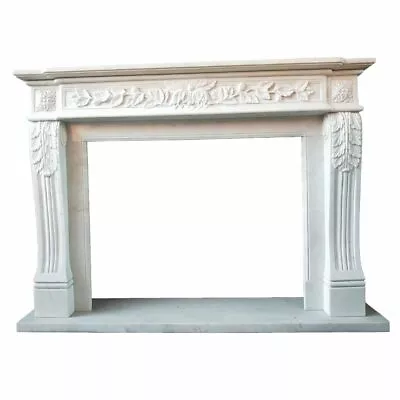 White Marble Fireplace Mantle • $3900