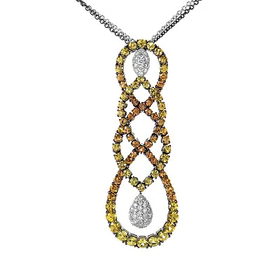 Salavetti 18K White Gold Multi Sapphire And Diamond Necklace SALAG01-080612 • $2915