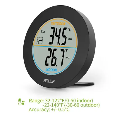 $18.95 • Buy BALDR Wireless LCD Indoor Outdoor Thermometer Hygrometer Monitor Max/min Records