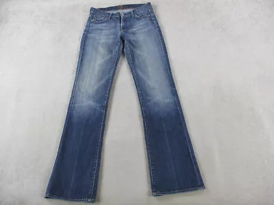 7 For All Mankind Jeans Womens 27 Blue Denim Long Legs Bootcut Dark Wash Pants • $24.99