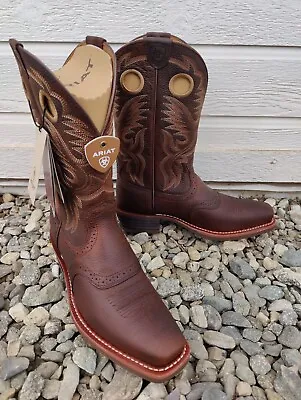 Ariat Heritage Roughstock Mens Size 10.5 D Brown Leather Buckaroo Cowboy Boots • $170.99