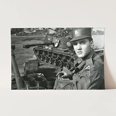 Elvis Presley With US Army Tank 1950s Music Singers Wall Art Poster Print • $44