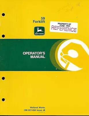 John Deere 59 Forklift Operators Manual • $8.99