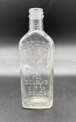 Vintage 1945 Creomulsion Syrup For Coughs Due To Colds 8 In Clear Glass Bottle • $11.79