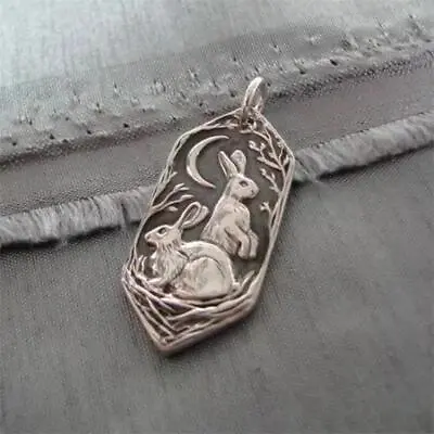 Vintage Moon Rabbit Hares Charm Pendant Necklace Women Wedding Retro Jewelry • $7.33