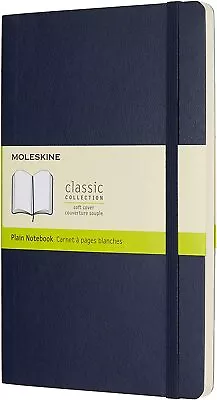 Moleskine Classic Notebook Soft Cover Large (5 X8.25 ) Plain/Blank Sapphire Blue • $19.98