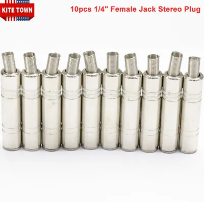 10 Pce 1/4  Female Jack Mono TS Solder Audio Video 8mm Cable 6.35mm Connector • $18.04