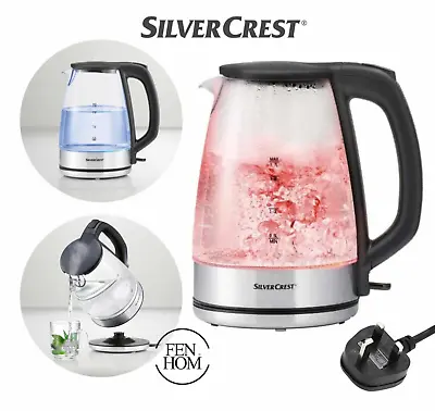 Silvercrest 1.7L Glass Water Kettle Colour Changing RGB LED Illuminated UK Plug  • £33.99