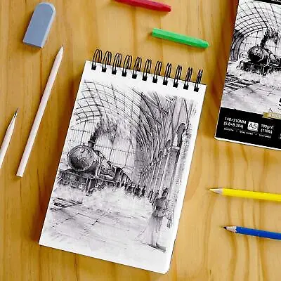 £5.89 • Buy 🔥Artist Sketch Pad White Premium Cartridge 140gsm Paper Spiral Book Drawing A3