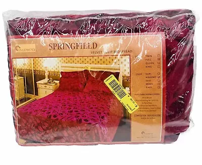 New Springfield Stylemaster Velvet Tulip Burgund Bedspread New Full Size Bed VTG • $119.99