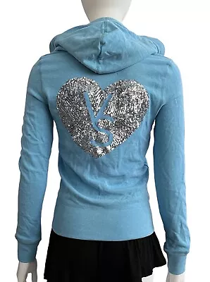 Victoria’s Secret Hoodie Bling Sequin Heart Super Model Vintage Hoodie XS NWT • $29.99