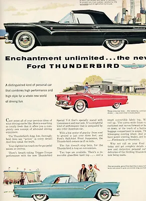 1954 Original Ford Thunderbird Ad.  First Year.  3 ModelsShown. Big Color Page • $8.50
