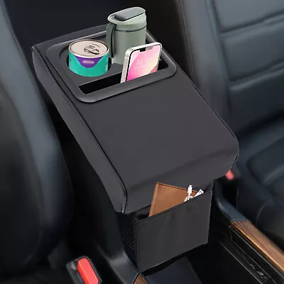 Universal Car Armrest Cushion Pad Center Console Storage Box Cover Cup Holder • $42